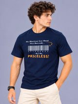 OFFBEAT No Machine Can Read This Barcode As I Am Priceless! - Navy Blue t-shirt, right view