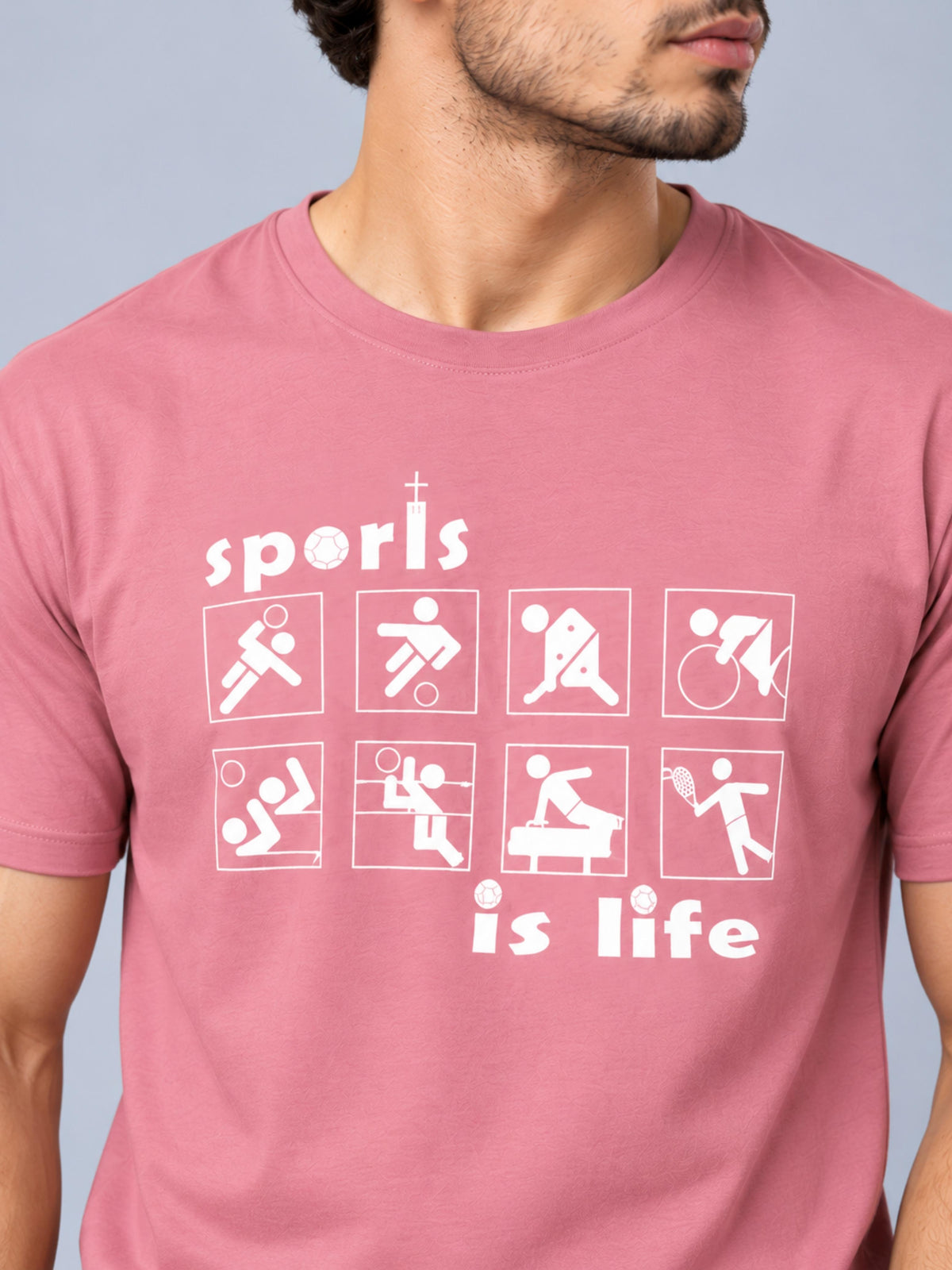 OFFBEAT Sports Is Life - Mauve t-shirt, focused view