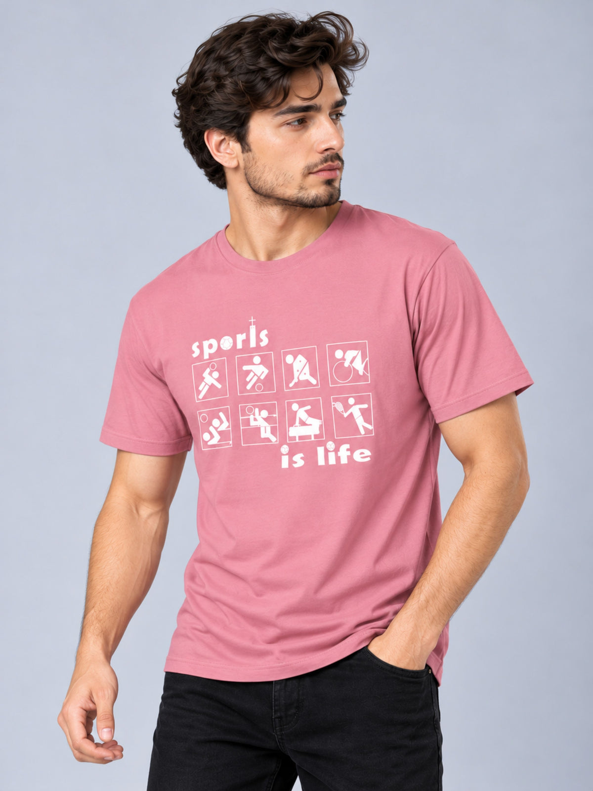 OFFBEAT Sports Is Life - Mauve t-shirt, left view