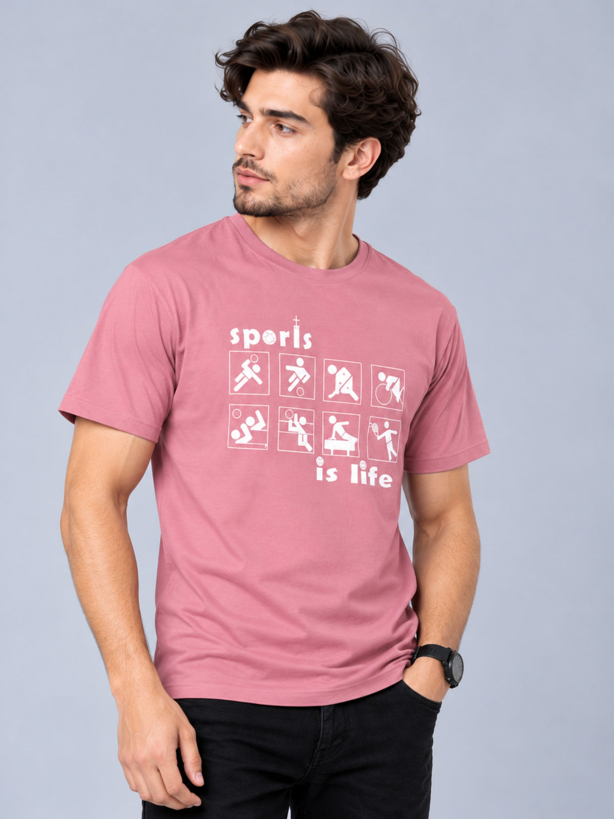 OFFBEAT Sports Is Life - Mauve t-shirt, right view