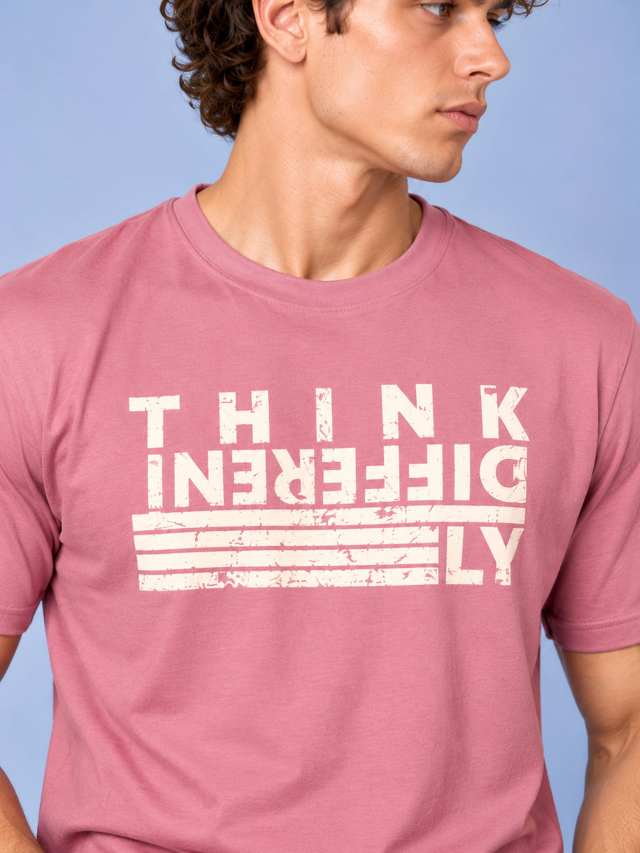 OFFBEAT Think Differently - Mauve t-shirt, focused view