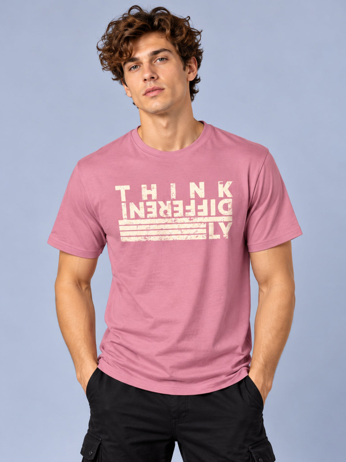 OFFBEAT Think Differently - Mauve t-shirt, front view
