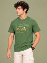 OFFBEAT No Cautions,No Suggestions,No Instructions No Advice. I Believe In Myself - Olive Green t-shirt, right view