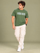 OFFBEAT Attitude - Olive Green t-shirt, lifestyle view