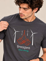 OFFBEAT Pranayama Wind Energy - C Grey t-shirt, focused view