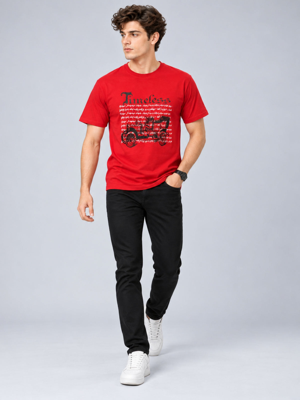 OFFBEAT Timeless - Red t-shirt, lifestyle view
