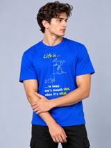 OFFBEAT Life Is… To Keep One's Mouth Shut, When It's Vital - Royal Blue t-shirt, left view