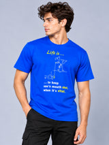 OFFBEAT Life Is… To Keep One's Mouth Shut, When It's Vital - Royal Blue t-shirt, right view