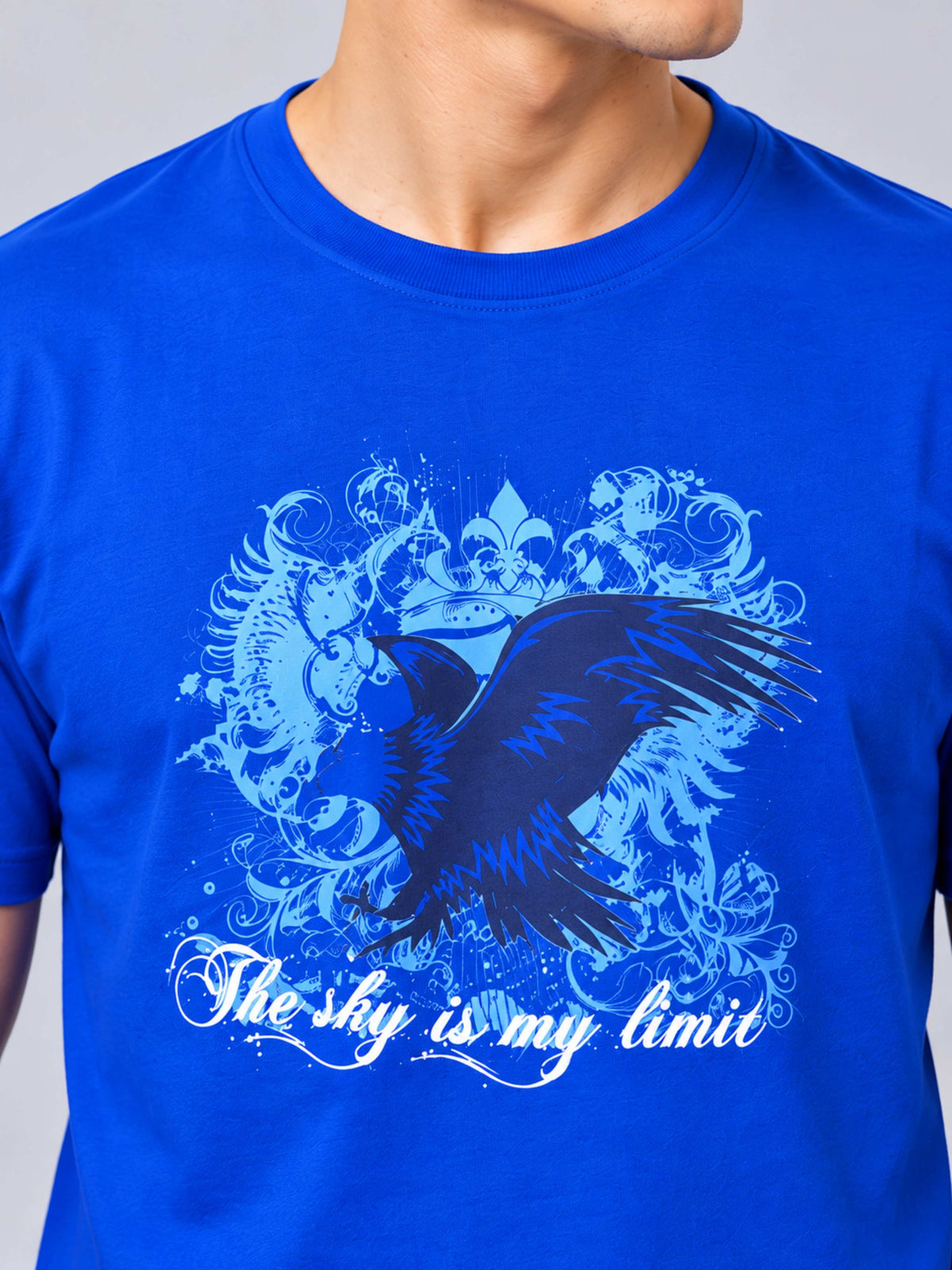 OFFBEAT The Sky Is My Limit - Royal Blue t-shirt, focused view