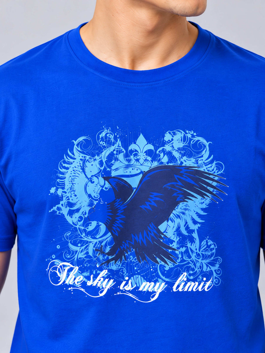 OFFBEAT The Sky Is My Limit - Royal Blue t-shirt, focused view
