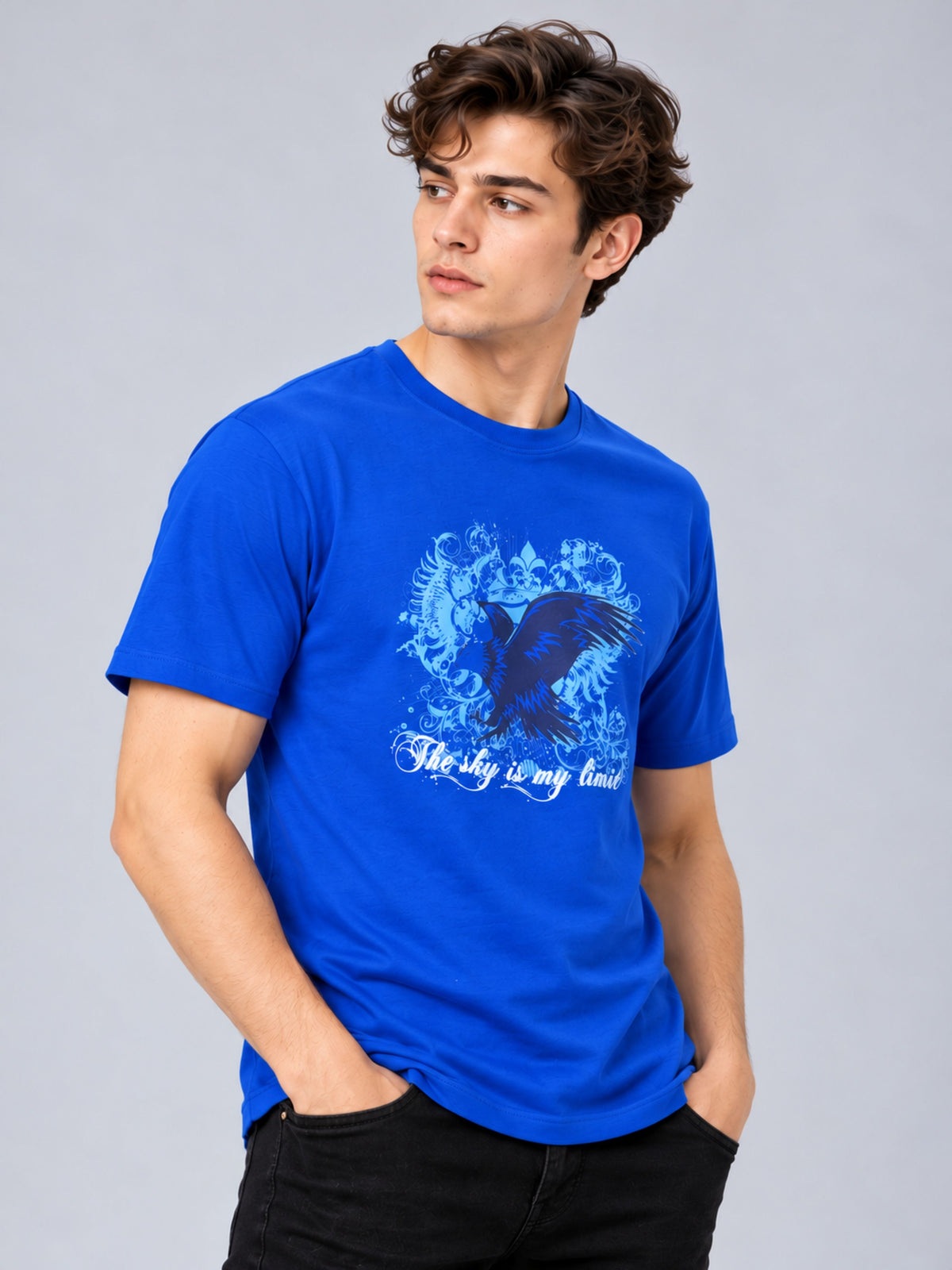 OFFBEAT The Sky Is My Limit - Royal Blue t-shirt, right view