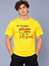 OFFBEAT My Wife Always Gives Sound Advice 99% Sound,1% Advice - Golden Yellow t-shirt, front view