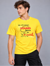 OFFBEAT My Wife Always Gives Sound Advice 99% Sound,1% Advice - Golden Yellow t-shirt, right view