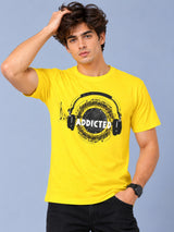 OFFBEAT Addicted. - Golden Yellow t-shirt, front view