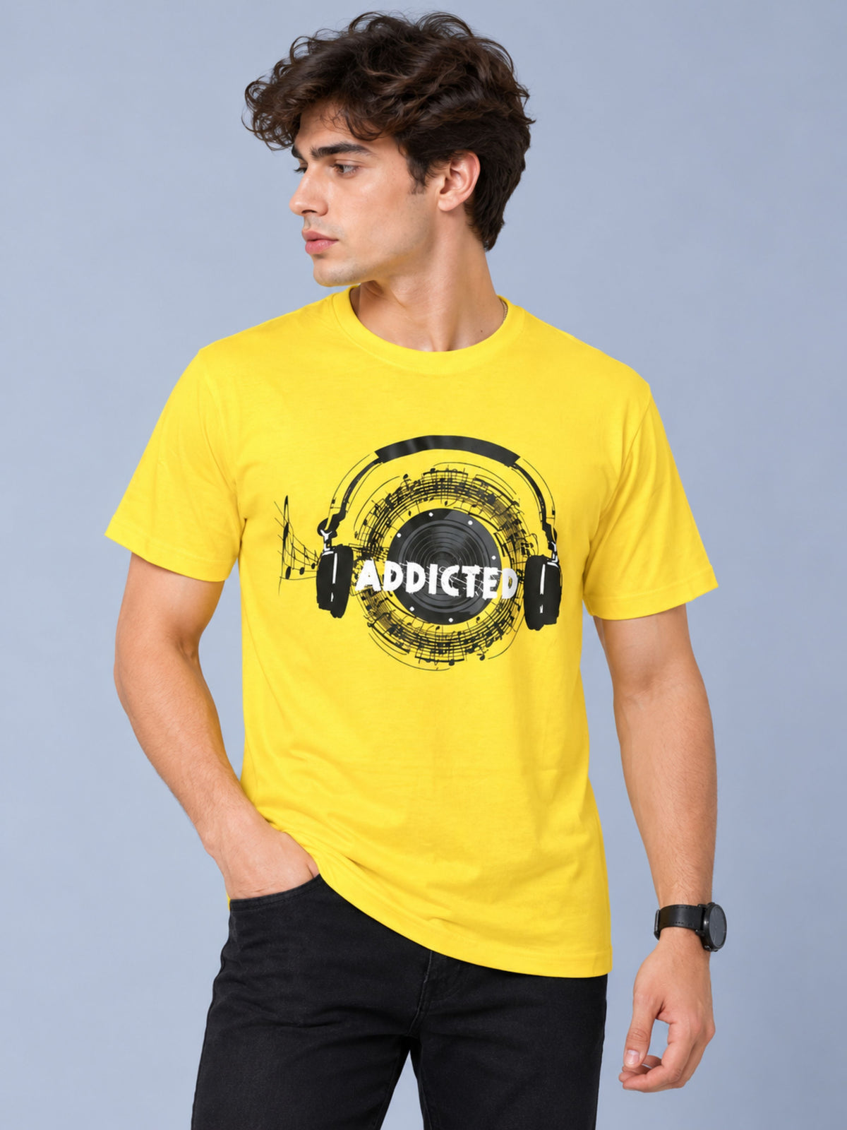 OFFBEAT Addicted. - Golden Yellow t-shirt, right view