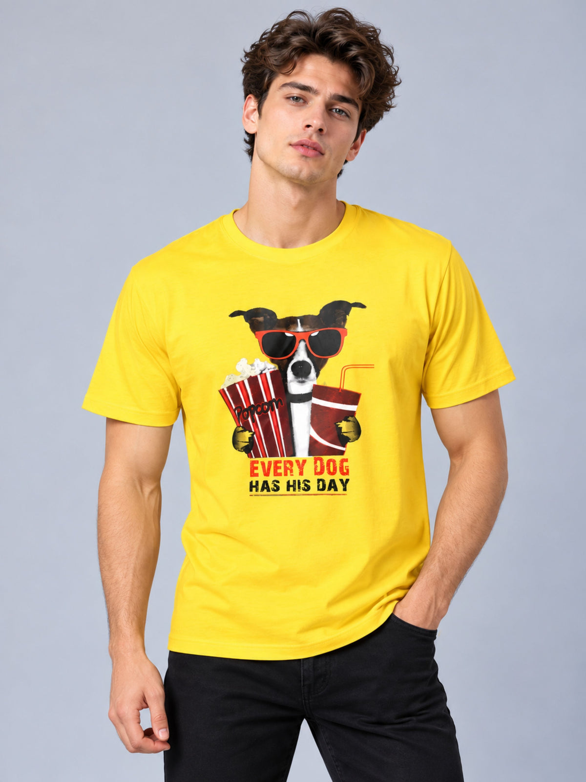 OFFBEAT Every Dog Has His Day - Golden Yellow t-shirt, front view