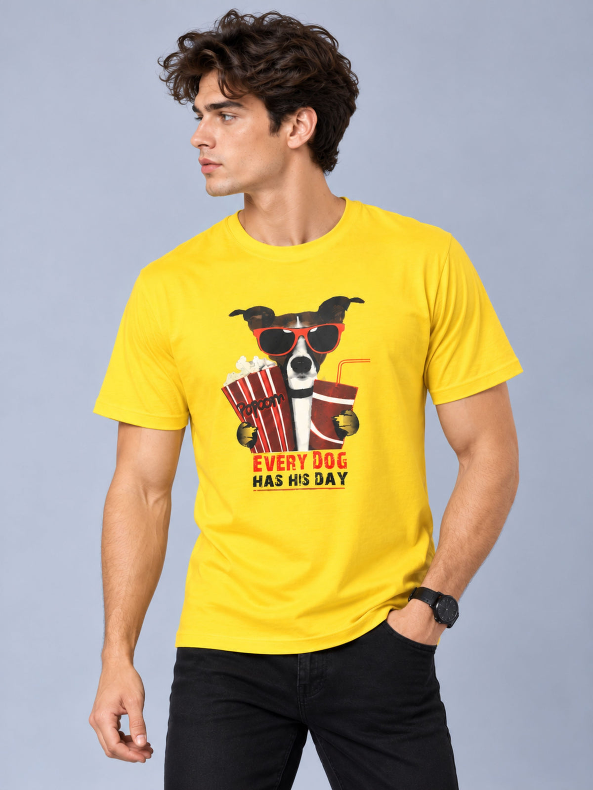 OFFBEAT Every Dog Has His Day - Golden Yellow t-shirt, right view