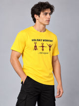 OFFBEAT Holiday Workout… And Repeat - Golden Yellow t-shirt, left view