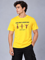OFFBEAT Holiday Workout… And Repeat - Golden Yellow t-shirt, right view