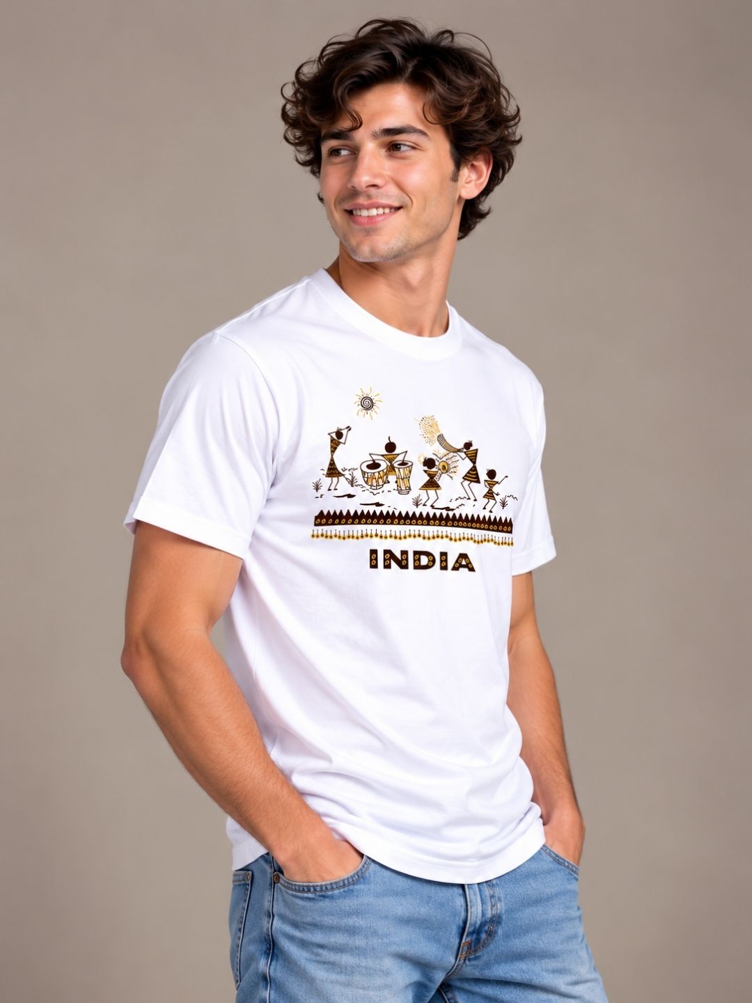 Cultures Of India white t-shirt by Offbeat, right side