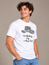 My Thinking Cap Is Always On white t-shirt by Offbeat, right side