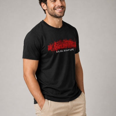 Music Is My Life Men's Black Graphic T-Shirt
