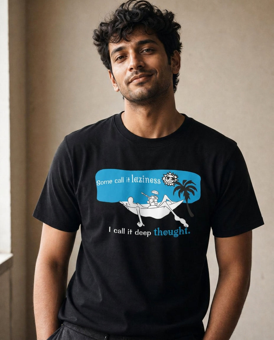 Model wearing an Offbeat graphic tee